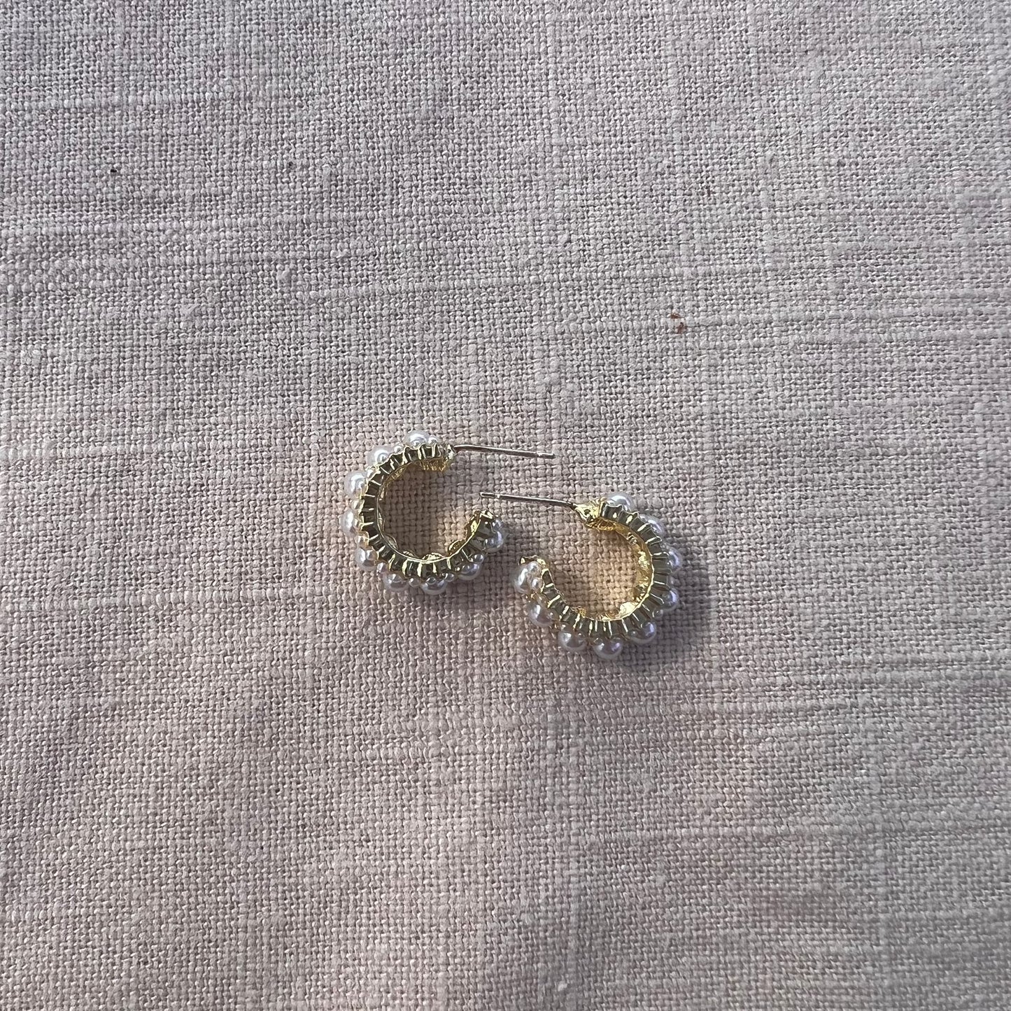 Pearl Huggie Hoops