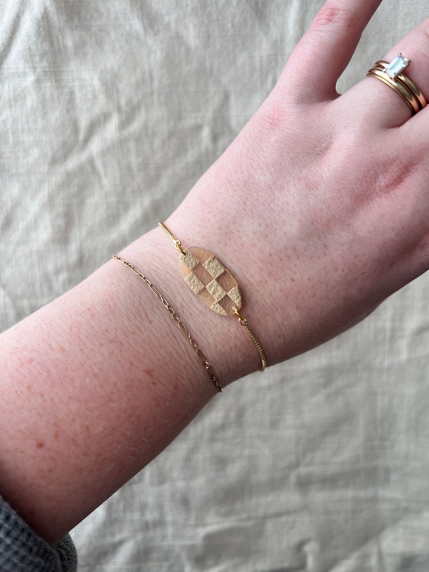 Kate Bracelet | Taupe Checkered