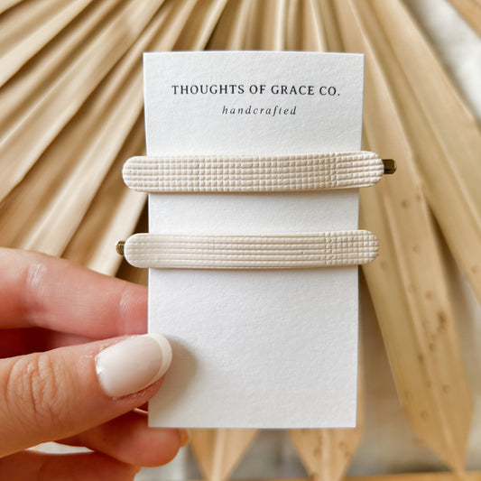 Phoebe Barrettes | Cream Linen