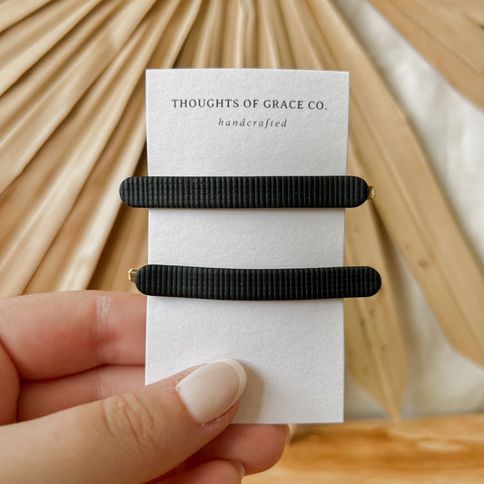 Phoebe Barrettes | Black Linen