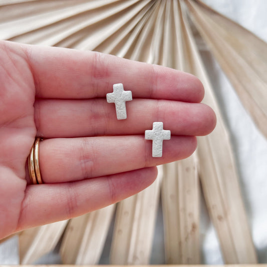 Cross Studs | Cream